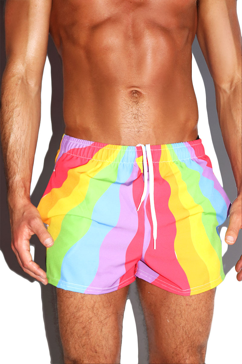 Vibration Rainbow All Over Active Shorts- Multi