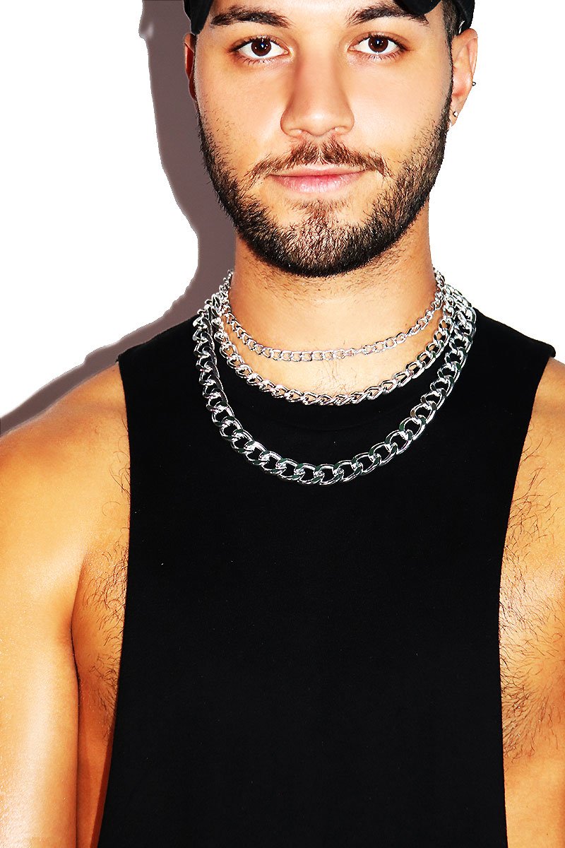 Layered Chains Necklace-Silver