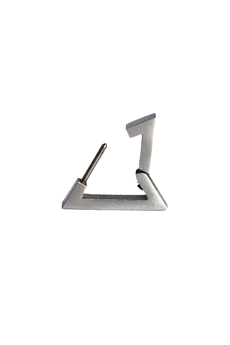 Pyramid Triangle Single Earring- Silver