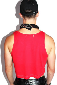Single For The Night Crop Racerback Tank-Red
