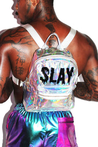 SLAY Holographic Backpack-Silver