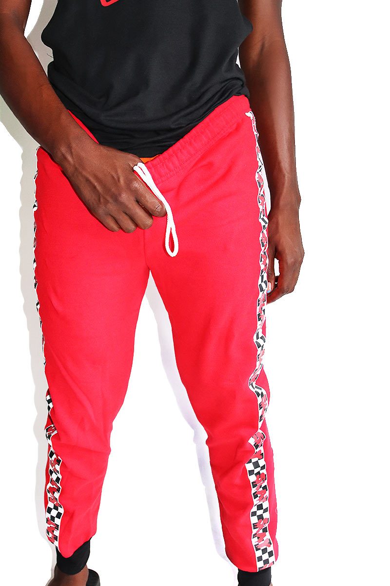 Slay Checkerboard Sweatpants-Red