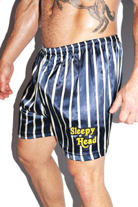 Sleepy Head Pajama Satin Lounge Shorts- Navy