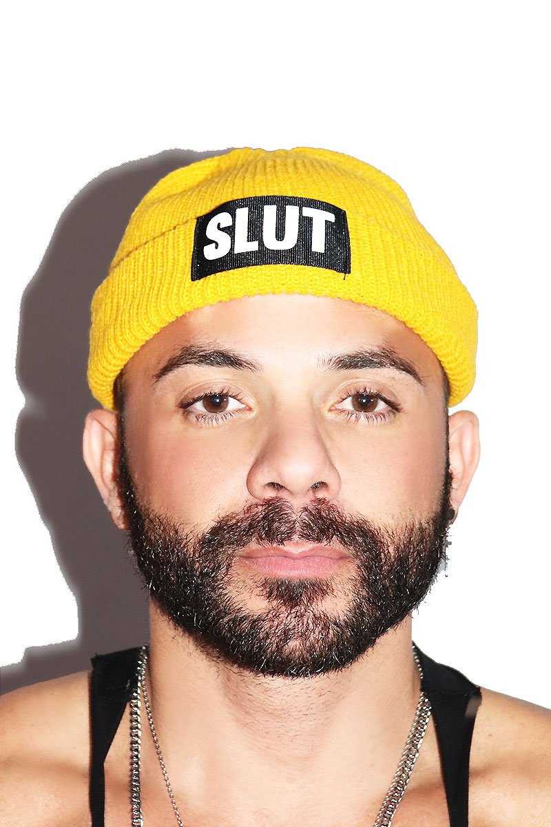 Slut Skull Cap Beanie- Yellow