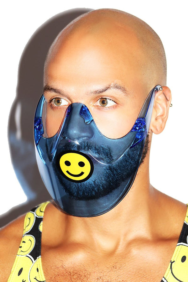 Smile Face Shield Sunglasses Mask in Blue