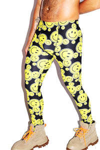 Smiley All Over Leggings Tights- Yellow