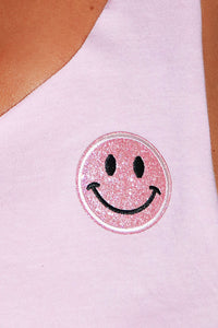 Upbeat Smile Crop String Tank- Pink