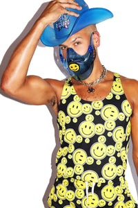 Smiley All Over Racerback Tank- Yellow