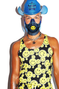 Smiley All Over Racerback Tank- Yellow