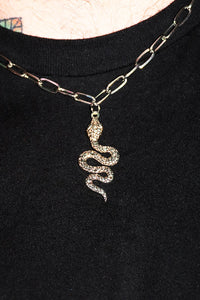 Snake Pendant Necklace - Silver