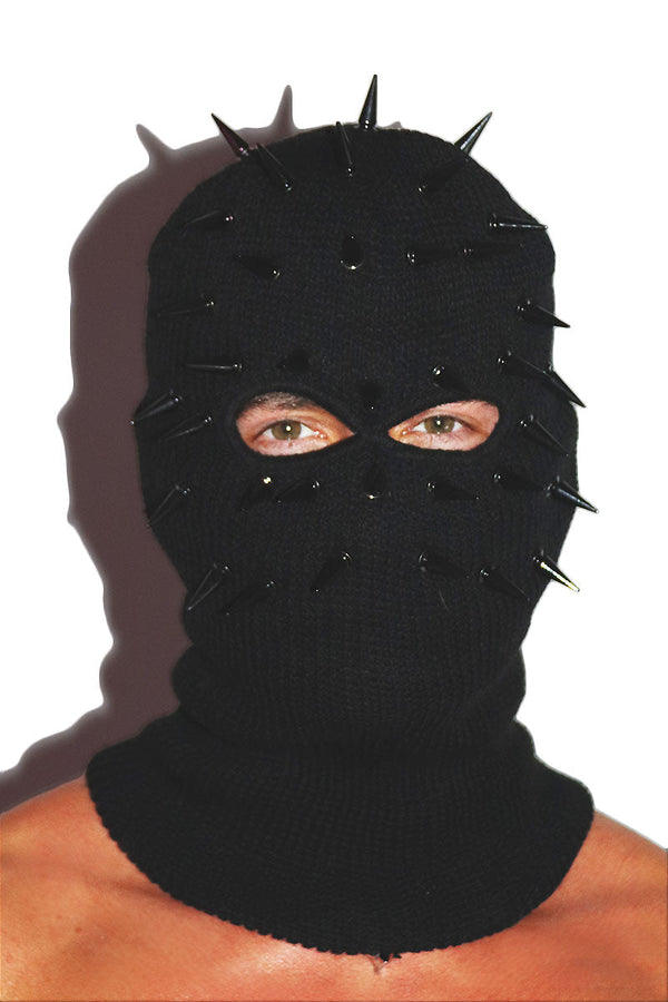 Serial Killer Spikes Punk Ski Mask Beanie in Black