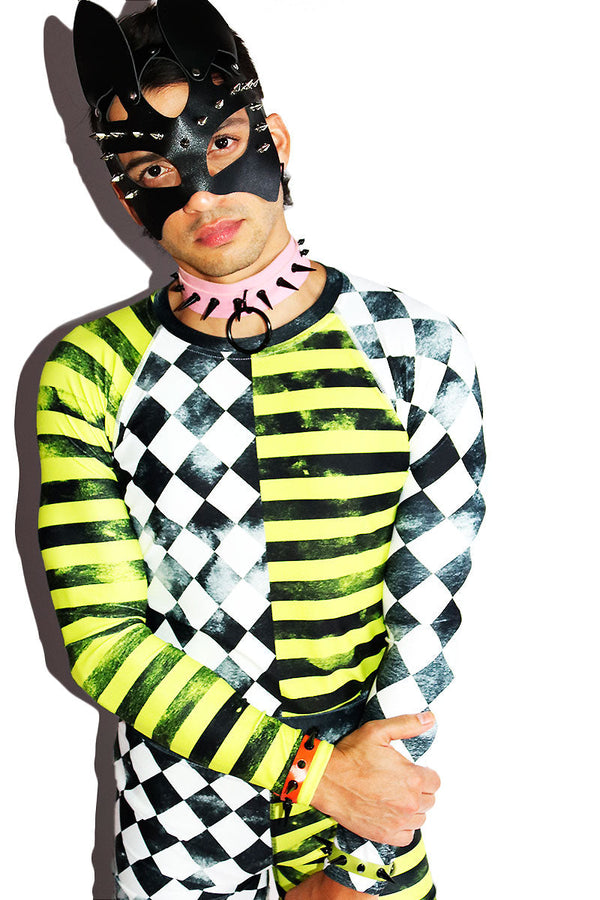 Clown Core Long Sleeve All Over Tee in Neon Yellow, view 2