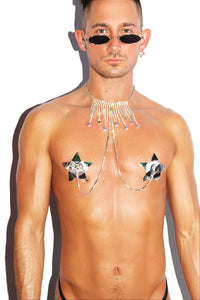 Carnival Master Star Pasties Harness- Silver