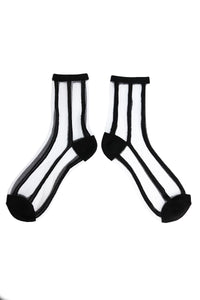 Stripe Mesh Socks-Black