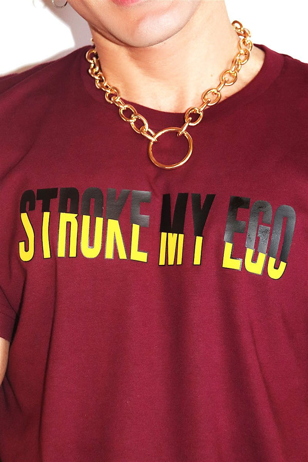 Stroke My Ego Crop Tee in Burgundy, view 2
