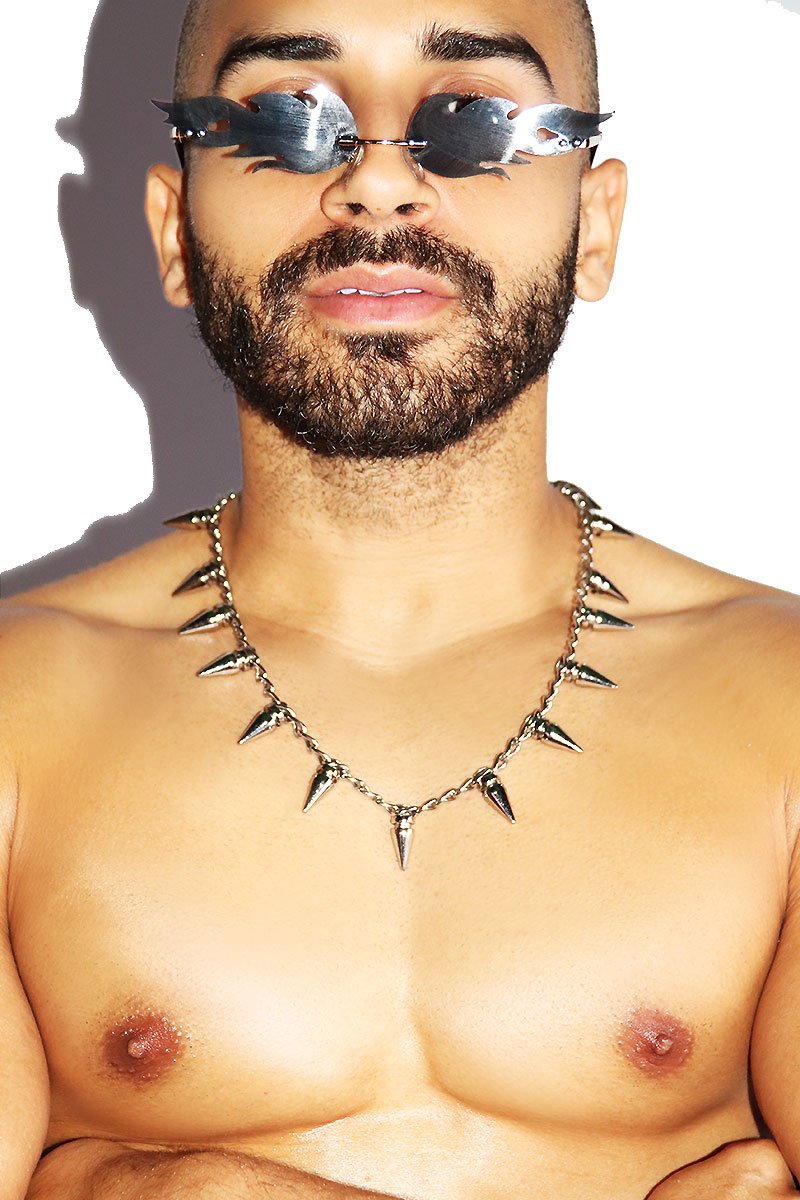 Heavy Metal Studs Necklace- Silver