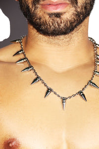 Heavy Metal Studs Necklace- Silver