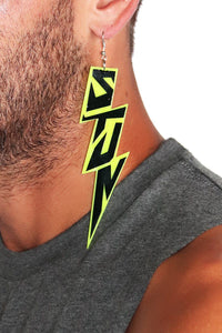 Stun Lightning Bolt Single Earring-Neon Yellow