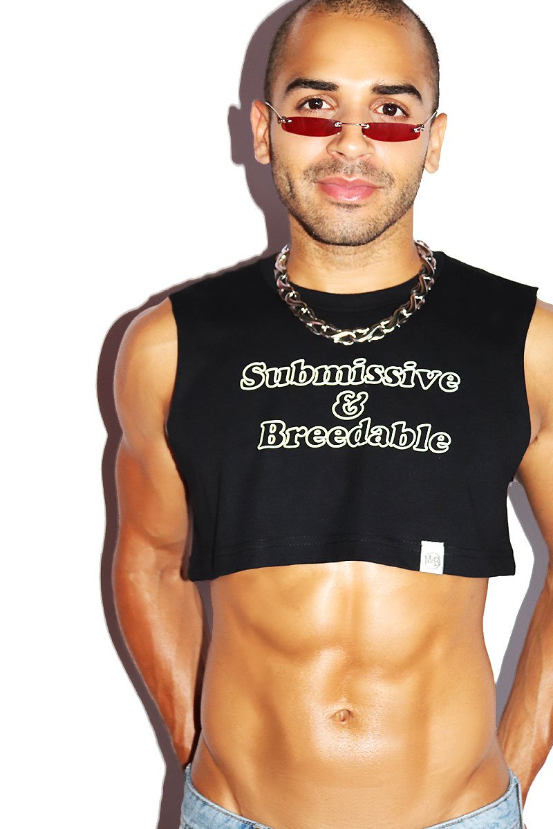 Submissive and Breedable Extreme Crop Tank- Black