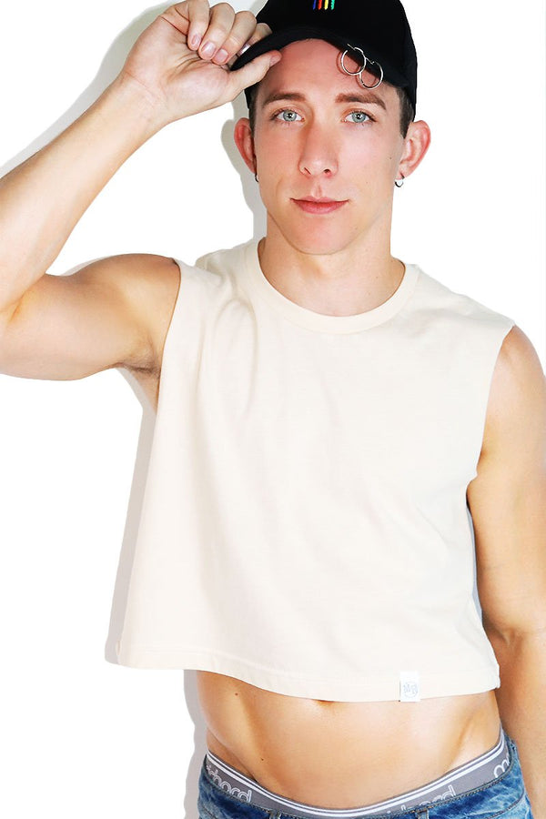 Core Crop Tank in Tan