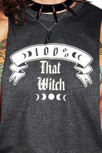 That Witch Low Arm Shedder Tank- Dark Charcoal