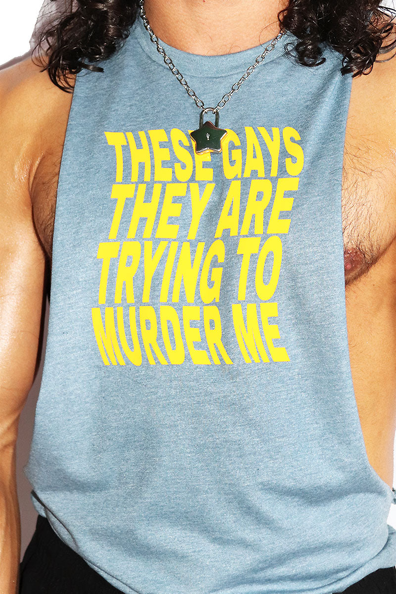 These Gays Low Arm Tank-Heather Slate
