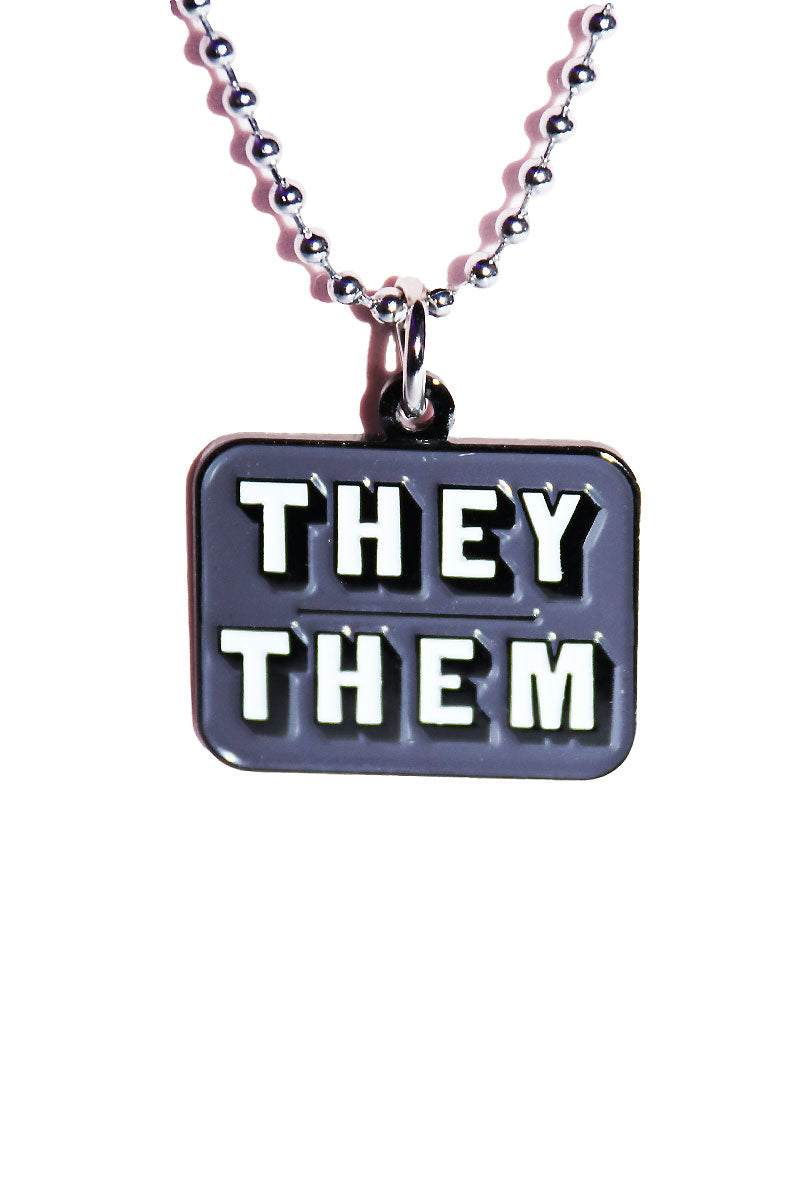 PRONOUNS Solid Steel Industrial Styled Queer LGBT Identity Tag Pendant or Necklace  They/them, She/her, He/him, Xe/xer - Etsy
