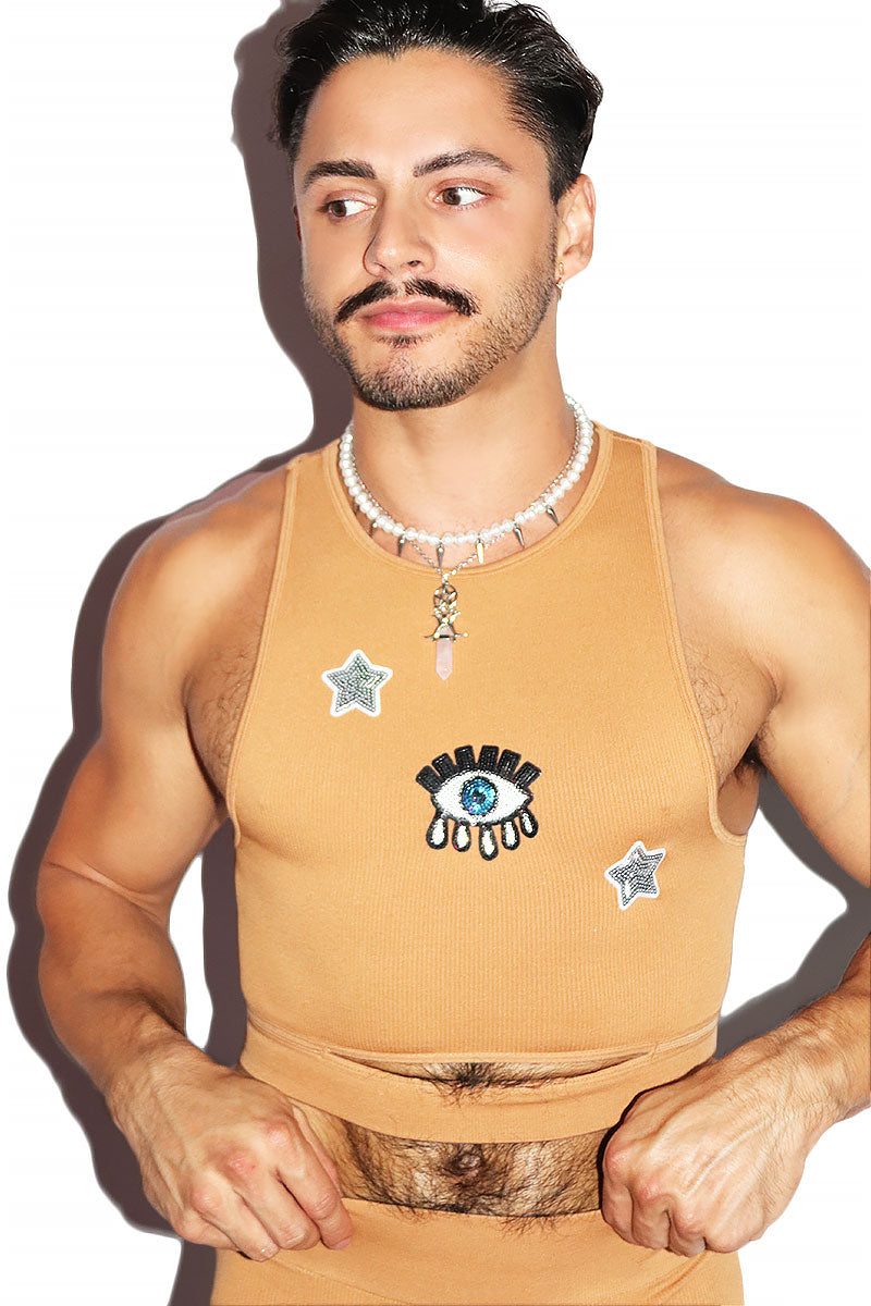 Foresight Fitted Crop Tank- Sand