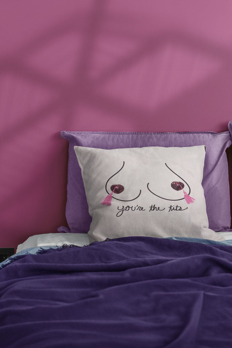 You’re the Tits Pasties Throw Pillow-Cream
