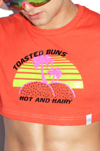 Toasted Buns Extreme Crop Tee-Coral