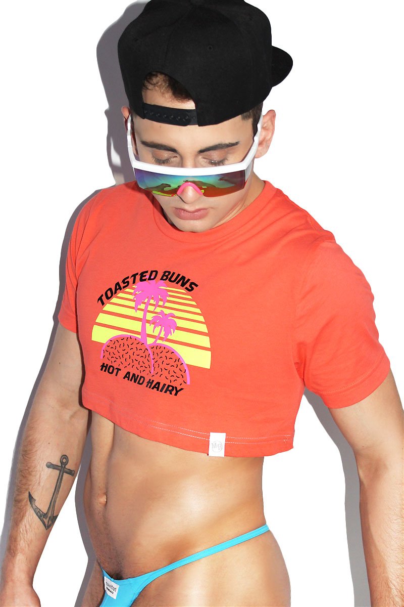Toasted Buns Extreme Crop Tee-Coral