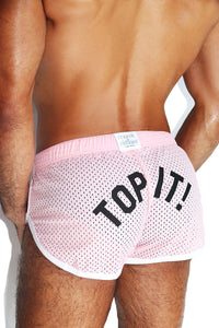 Top It Mesh Shorty Shorts-Pink