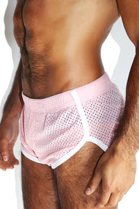 Top It Mesh Shorty Shorts-Pink