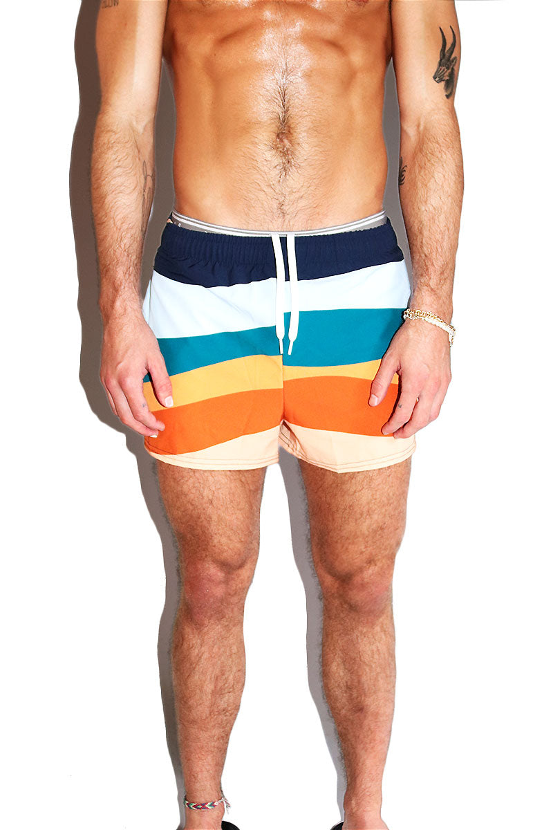 Mountain Desert Scape All Over Active Shorts- Blue