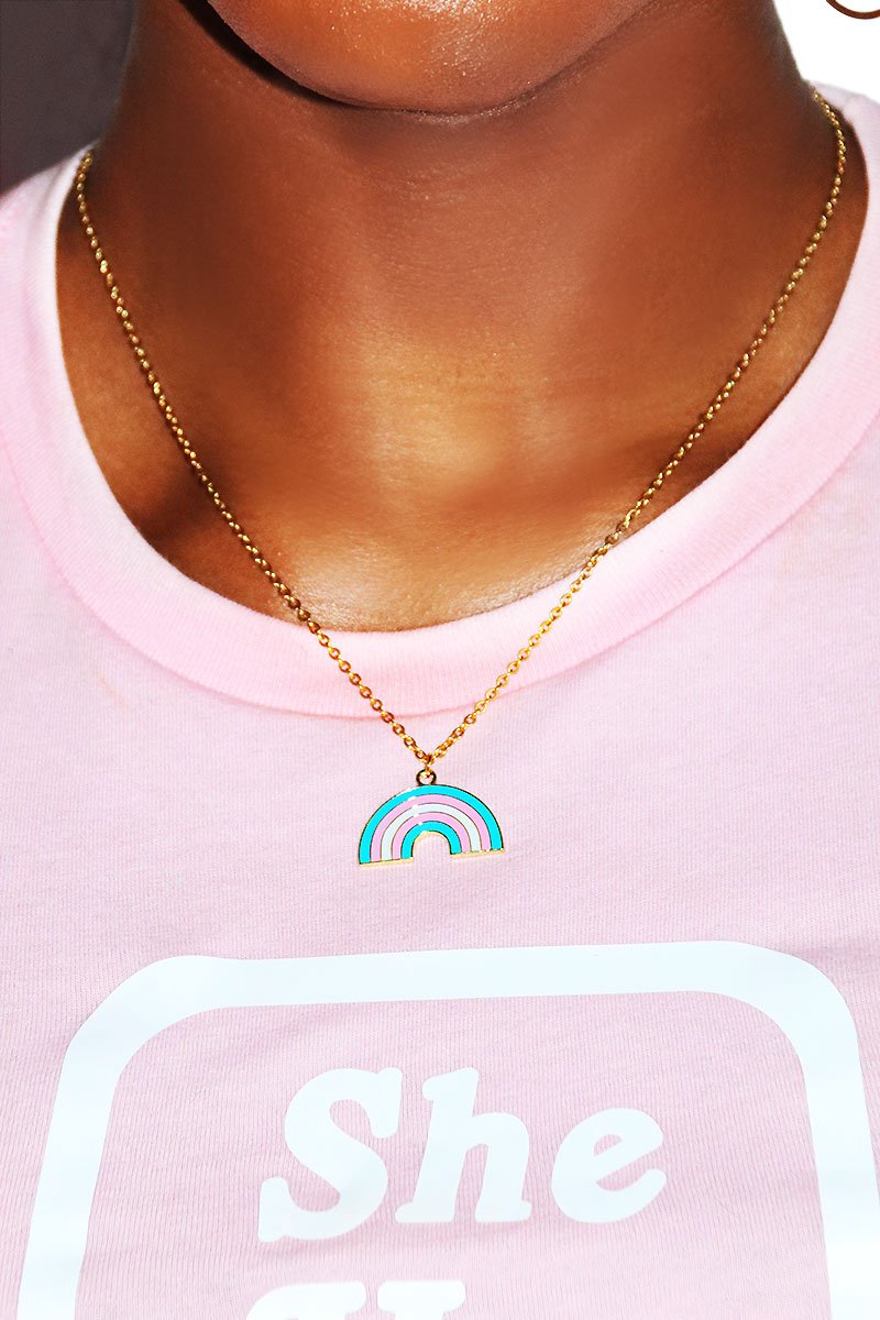 Trans Rainbow Necklace -Gold