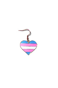 For the Love Trans Heart Single Earring- Gold