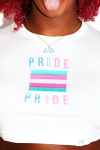 Trans Pride Fitted Crop Tee- White