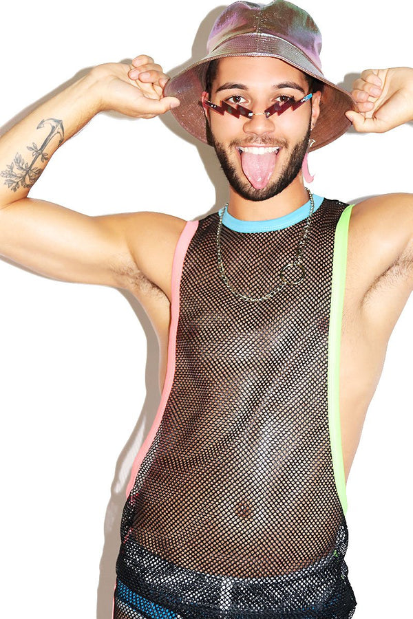 Miami Mesh Low Arm Tank in Black, view 2