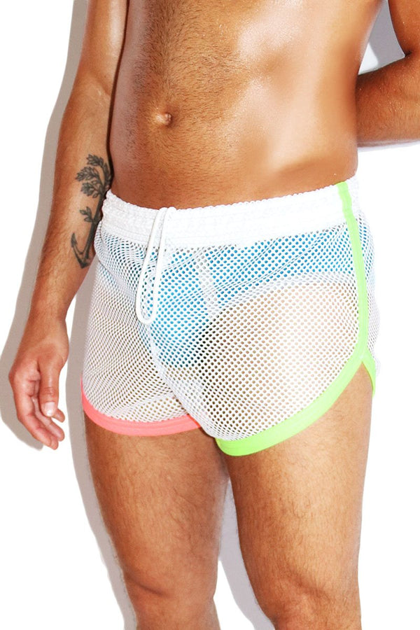 White Run It Up Mesh Shorts M