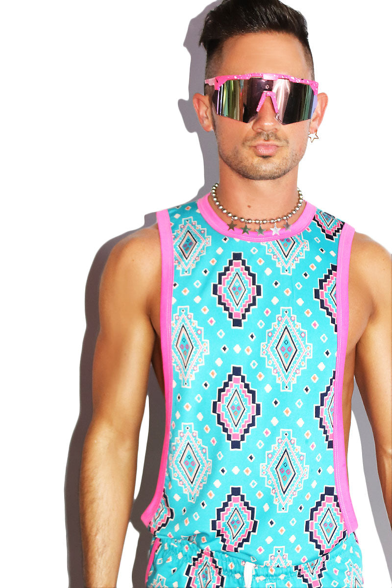 Painted Rocks Low Arm Tank- Blue