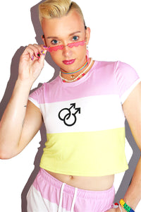 Twink Flag Fitted Crop Tee- Pink