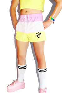 Twink Flag All Over Active Shorts- Pink