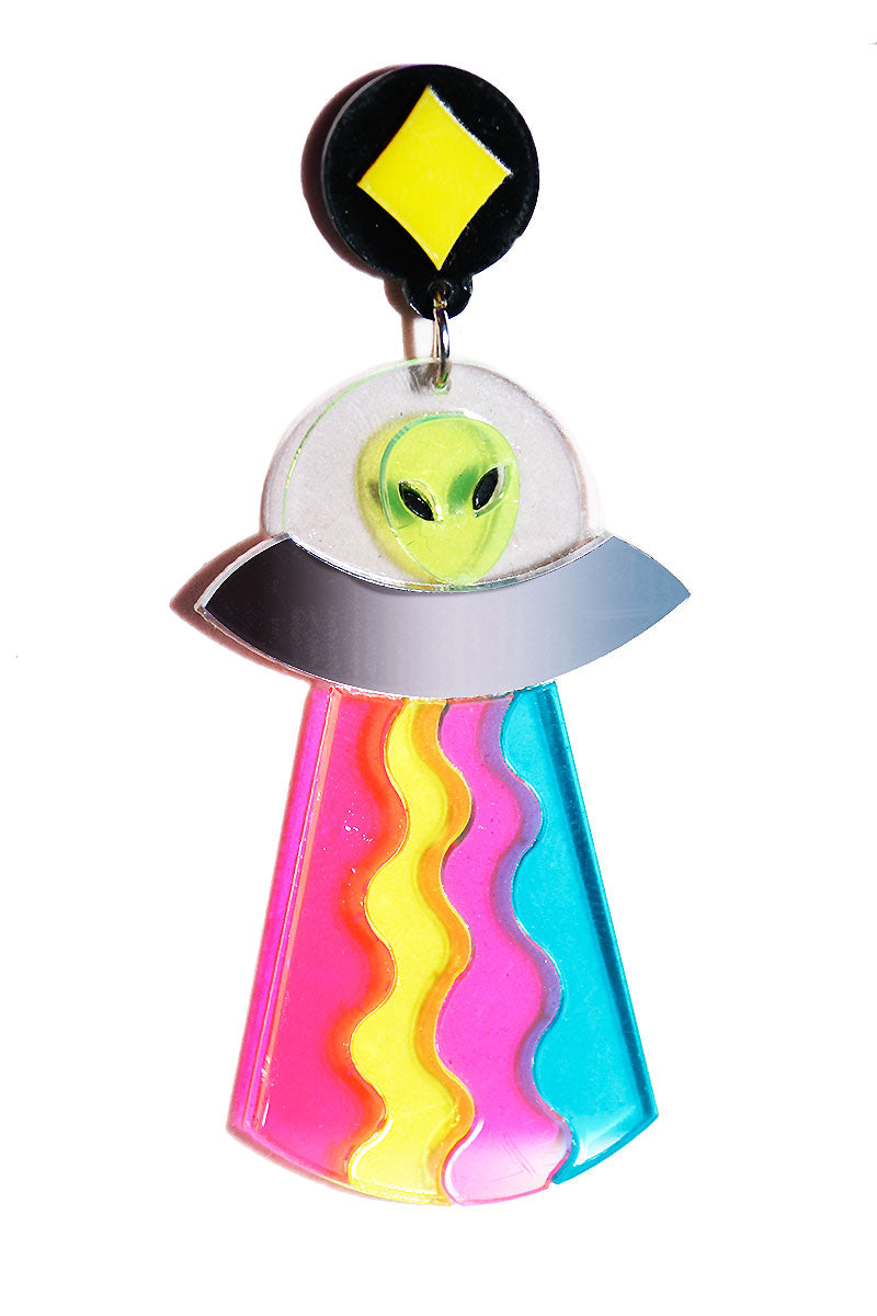 Gay Alien Abduction Acrylic Single Earring - Multi