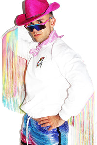 Unicorn Rainbow Fringe Sweatshirt- White