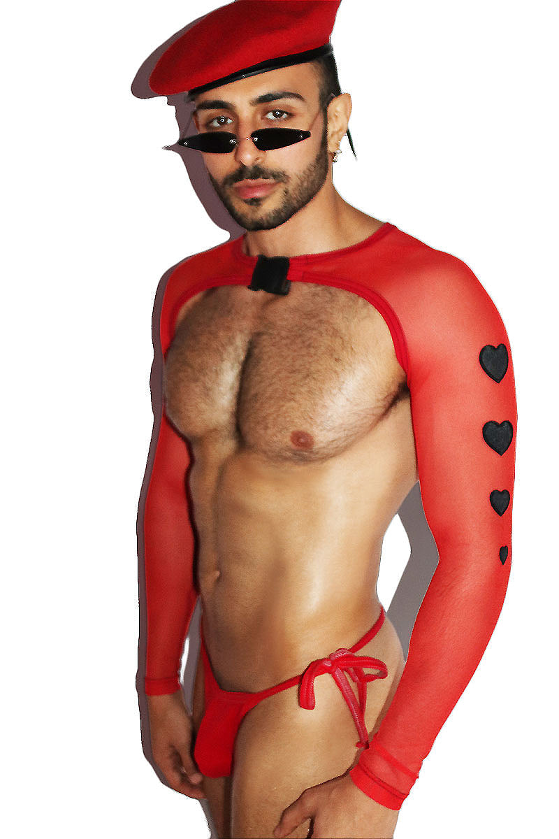 Eros Hearts Buckle Arm Guard Harness- Red