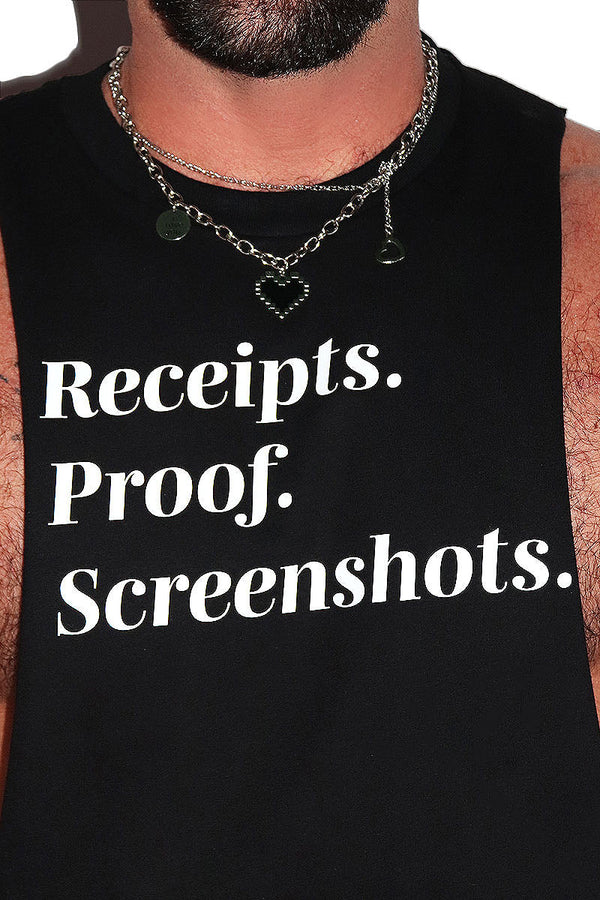 Receipts. Proof. Screenshots. Low Arm Shredder Tank in Black, view 2