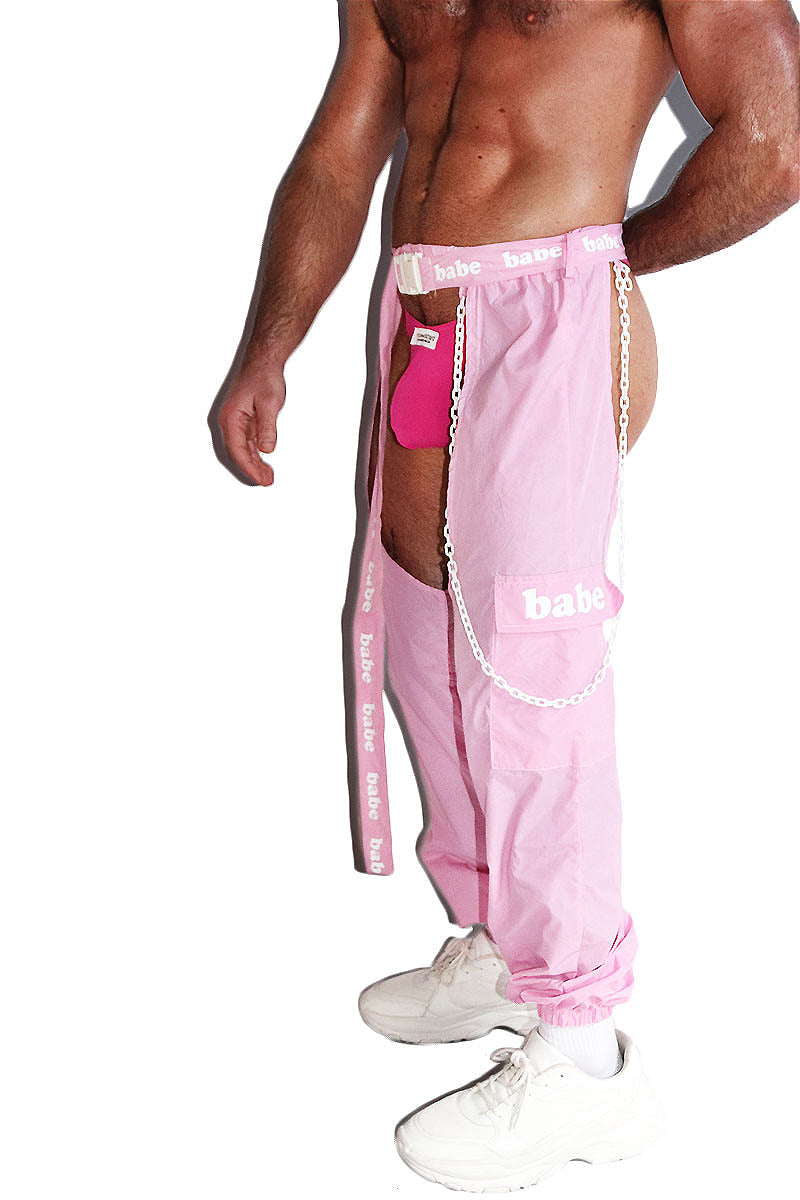 Babe Chaps Cutout  Joggers- Pink