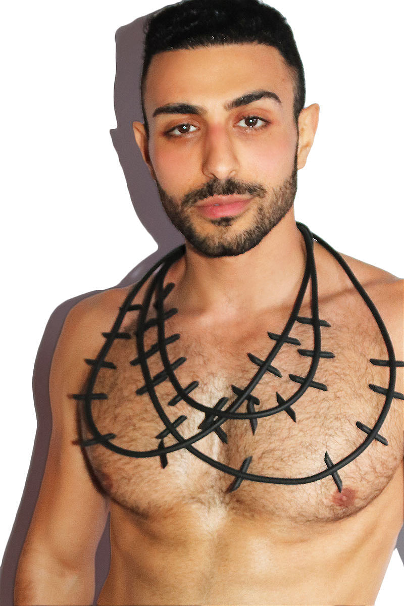 Burning Barb Wire Long Necklace - Black