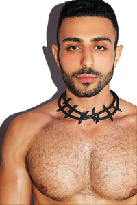 Thick Barb Wire Necklace - Black