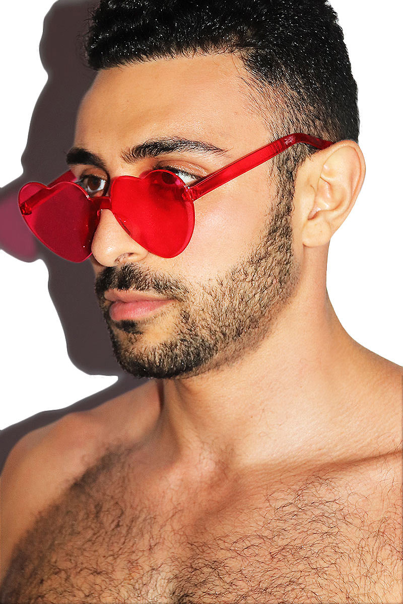 Heart Shape Acrylic Sunglasses- Red
